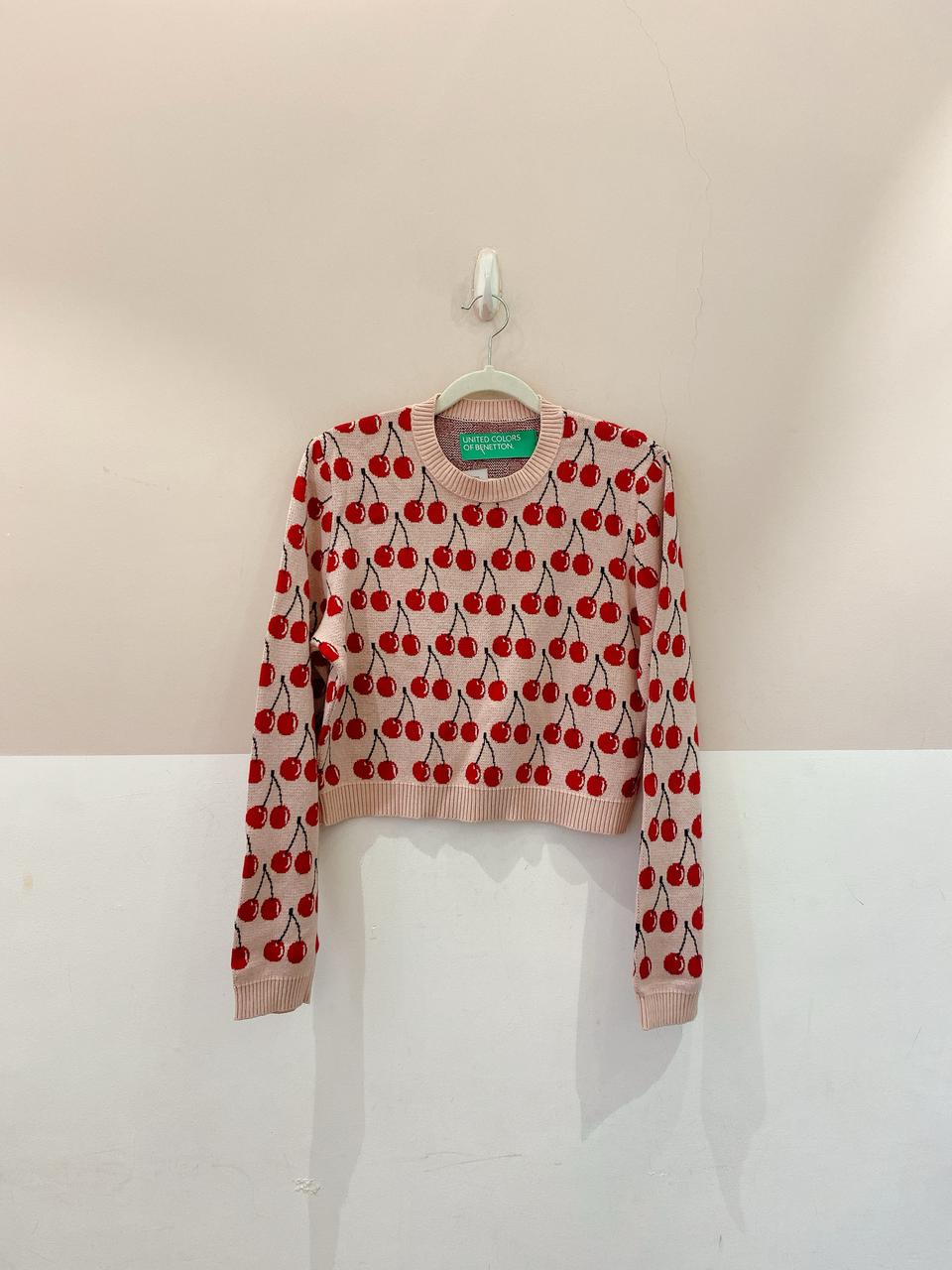 Tricot rosa cerejinhas Benetton M