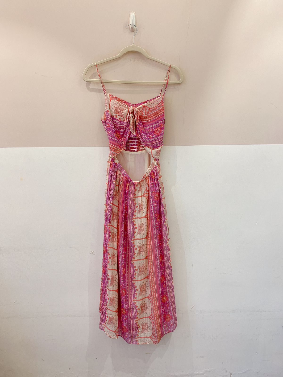 Vestido estampado rosa P