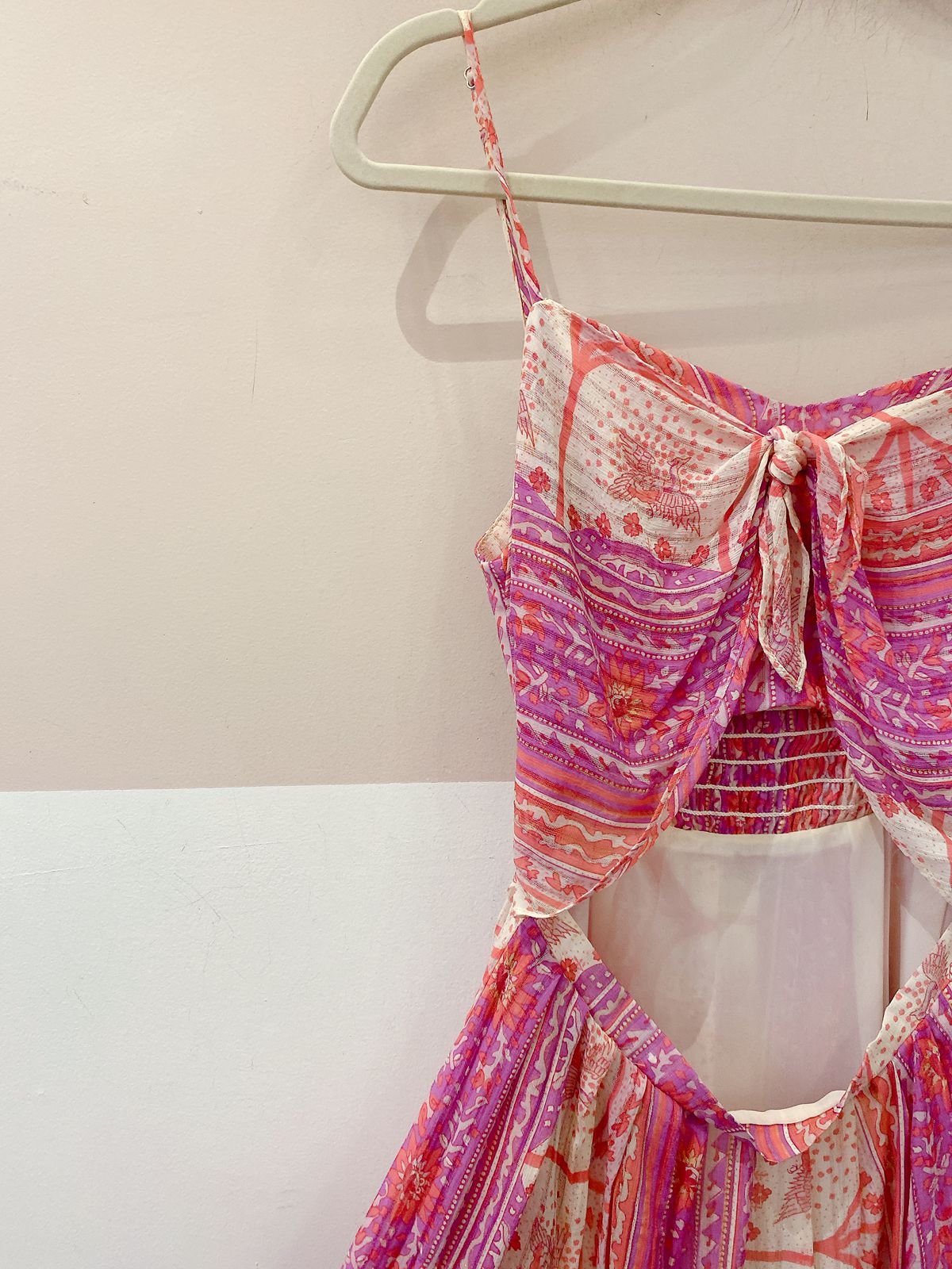 Vestido estampado rosa P